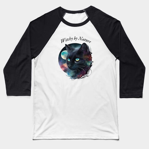 Witch's Black Cat Baseball T-Shirt by Erin's Witchy Wear